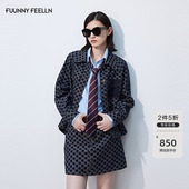 FF仿佛外套女2025秋季 外搭上衣 格子牛仔品牌老花加厚衬衫 新款 时尚