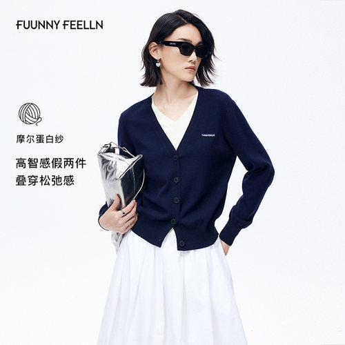 FF仿佛假两件撞色罗纹针织衫