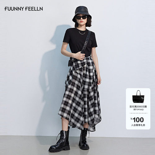 FF2025新款格纹拼接连衣裙