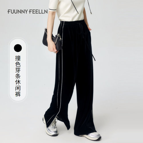 长裤休闲裤女仿佛高腰