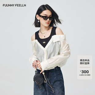 式 商场同款 吊带背心女衬衫 仿佛夏季 假两件设计感