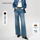 牛仔裤 新款 FF仿佛冬季 女蓝色复古直筒高腰阔腿小个子 折扣新降