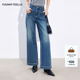 复古休闲开叉设计高腰显瘦气质微喇裤 新款 2025年秋季 FF仿佛牛仔裤