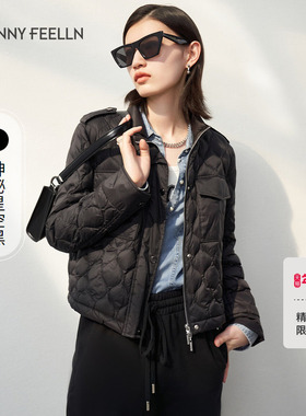 FF||仿佛冬季时尚设计感轻暖白鸭绒短款黑色羽绒服女