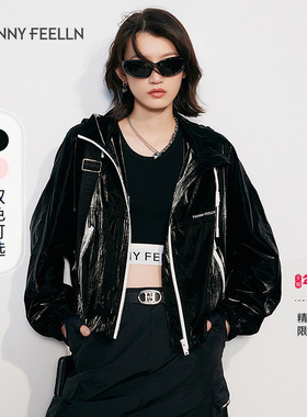 FF仿佛短外套2025年春季新款亮面黑色酷飒设计感廓形