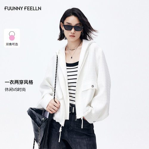 FF仿佛肌理感连帽短外套