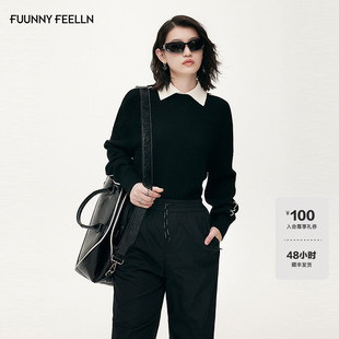 FF仿佛针织衫女2025秋冬新款假两件休闲舒适外搭羊毛毛衫毛衣长袖