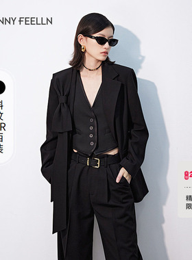 FF仿佛2025年春季新款老钱风黑色廓形西装女时尚气质