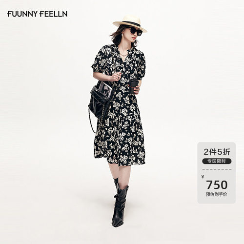 FF仿佛连衣裙通勤小气质收腰黑裙