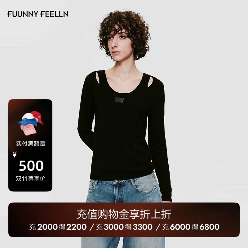 FF仿佛针织衫女2026秋季新款假两件辣妹风羊毛百搭混纺修身毛衫