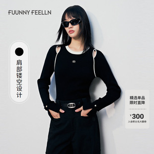 休闲薄款 女小个子长袖 上衣设 镂空针织衫 FF仿佛春秋季