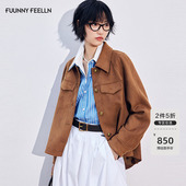 FF仿佛外套女美拉德复古衬衣2025秋季 麂皮绒外搭加厚衬衫 新款 短款