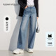 春夏宽松复古高腰阔腿长裤 FF仿佛女装 显瘦直筒牛仔裤 折扣新降