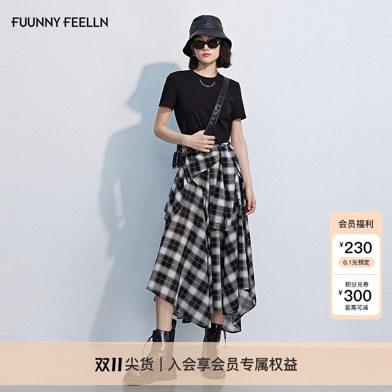 FF2025新款格纹拼接连衣裙