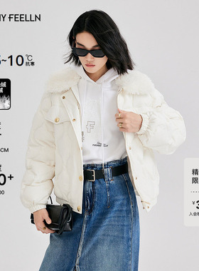 【90白鸭绒】FF仿佛冬季新款白色面包服小个子短款保暖气质羽绒服