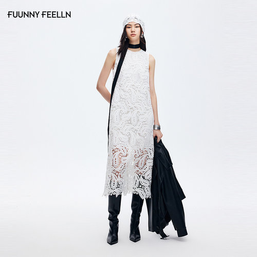 FF仿佛蕾丝度假风绣花连衣裙