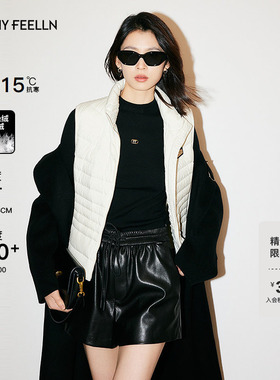 FF仿佛冬季新款白色羽绒马甲背心女立领内外两穿设计感小众