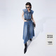 工装 FF仿佛连衣裙2025夏季 新款 风气质休闲收腰a字浅春系牛仔长裙
