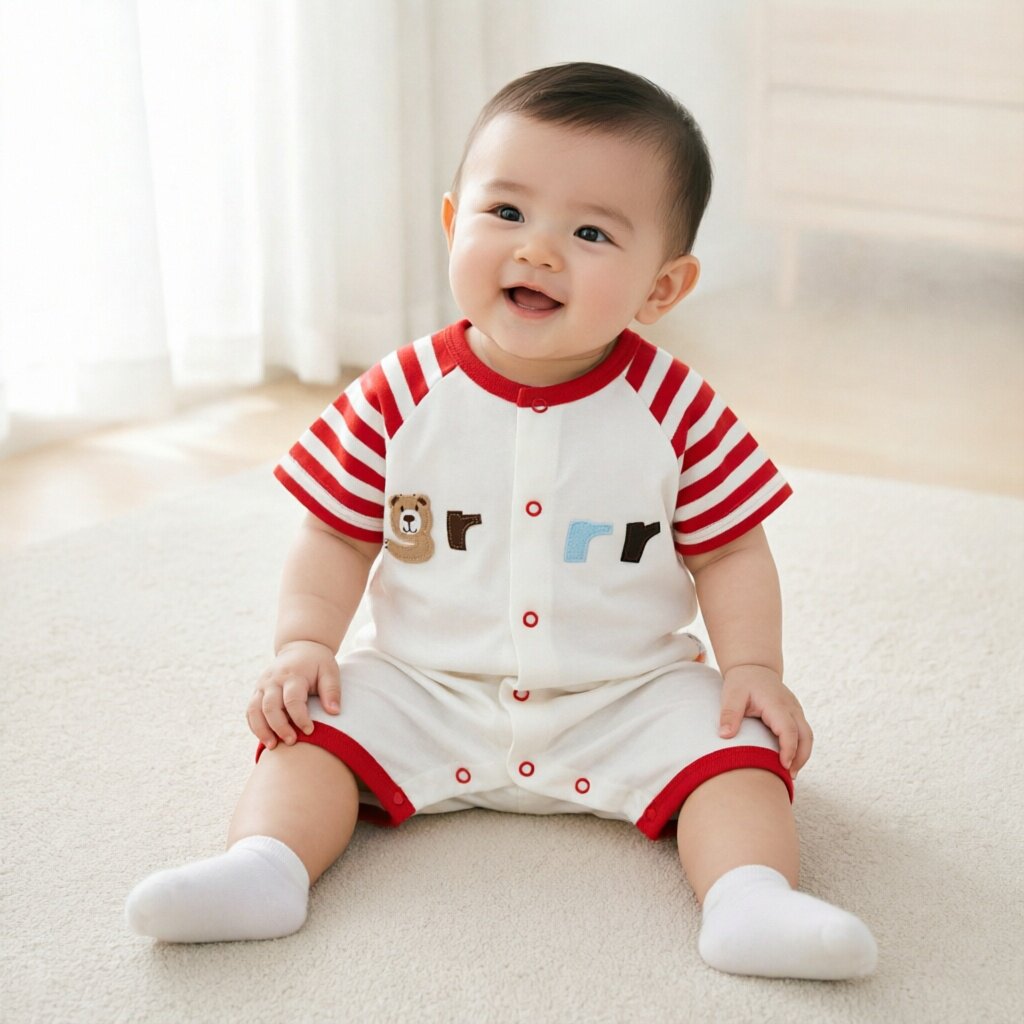 夏季新款幼儿0-1短裤爬服连身衣图片