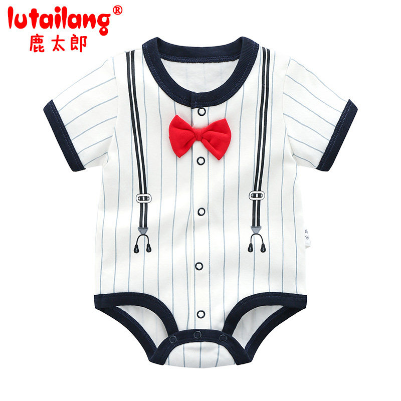 婴儿三角爬服纯棉夏新生儿英伦风包屁衣男女宝宝薄短袖哈衣0-1岁,童装/婴儿装/亲子装,连身衣/爬服/哈衣,淘宝优惠券,粉丝福利购,淘宝优惠卷