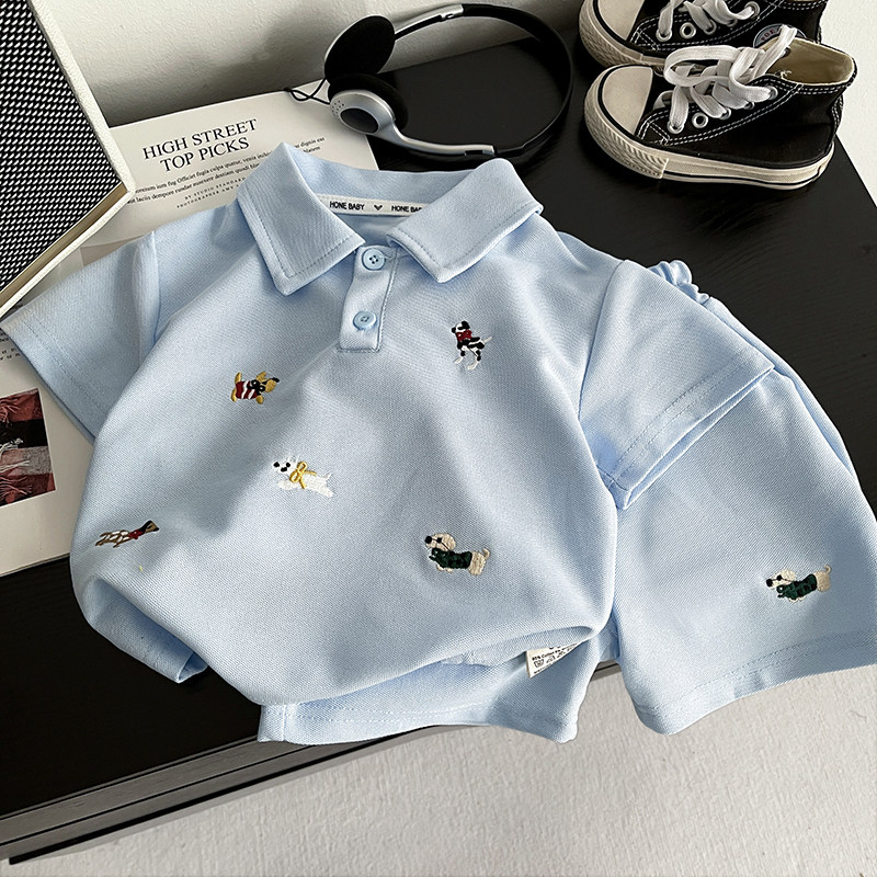 男宝宝2026夏季POLO短袖套装t恤韩系短裤婴儿男孩夏天衣服两件套图片