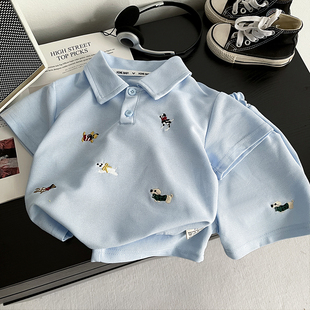 t恤韩系短裤 套装 婴儿男孩夏天衣服两件套 POLO短袖 男宝宝2026夏季