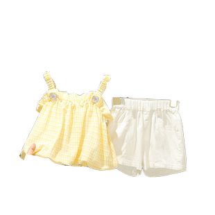 女宝宝夏装套装一岁女童网红套装0洋气3小童夏季韩版吊带两件套潮