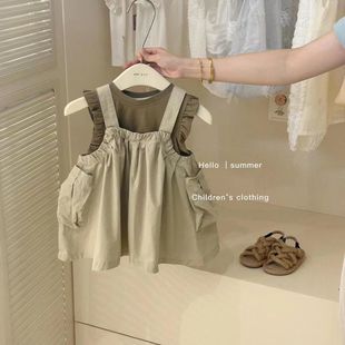 女童工装背带裙套装夏装2025新款韩版儿童两件套连衣裙夏季休闲