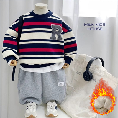 男童秋冬季加绒卫衣上衣