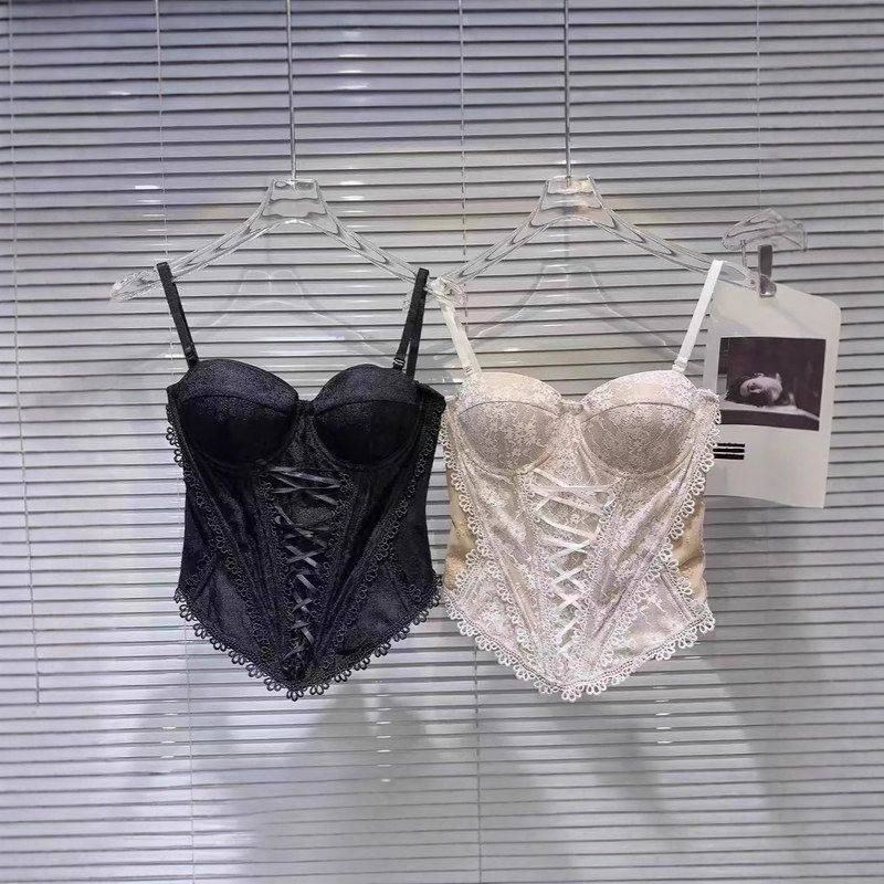 2025春季新款美式纯欲辣妹风带胸垫背心吊带鱼骨掐腰显瘦蕾丝抹胸,女装/女士精品,抹胸,淘宝优惠券,粉丝福利购,淘宝优惠卷