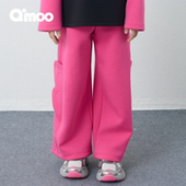 新款 童装 男女童直筒宽松加绒工装 Qimoo淇木25冬季 裤 QSS4KP210B