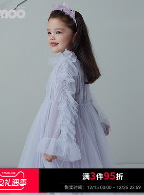 淇木Qimoo童装商场同款设计款网纱拼接长袖公主连衣裙QYH1LP102A