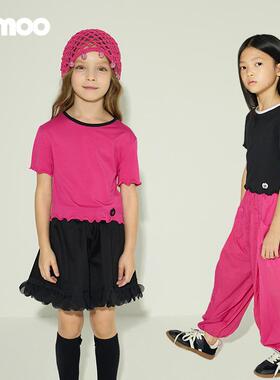 Qimoo淇木25夏季新款童装女童柔滑舒适领边撞色时尚T恤QSS2TP110A