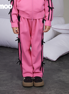 Qimoo/淇木25春季新款童装女童空气层蝴蝶结装饰长裤子QSS1KC225B