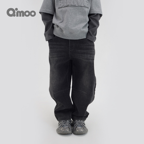 Qimoo男童复古水洗阔腿牛仔裤