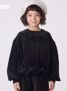 Qimoo25秋季新款童装卫衣女童时尚百搭蝴蝶结长袖上衣QSS3TP410D