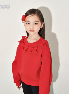 Qimoo淇木 26年春季新款 女童蝴蝶结可爱套头衫QWM1TC130A