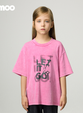 Qimoo淇木25夏季新款童装男女童廓形洗水做旧中性T恤QSS2TC253B