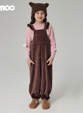 Qimoo淇木24秋季新款童装女童宽松休闲背带裤裤子QCL3KC331C