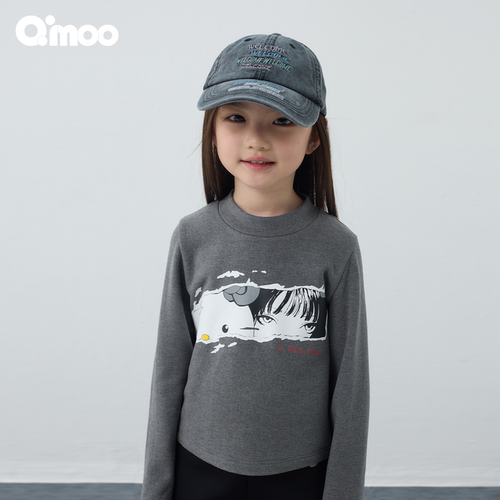 Qimoo淇木冬季新款童装女童百搭休闲套头衫QSS4TP301C