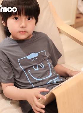 Qimoo淇木25秋季新款童装男女童短袖长裤家居服套装QSS3IP818P