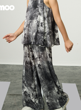 Qimoo淇木25夏季新款童装女童舒适扎染舒适阔腿裤QSS2KP277B