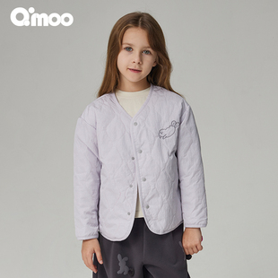 男女童纯色宽松休闲棉服QCL3OP238B 童装 Qimoo淇木秋季 新款