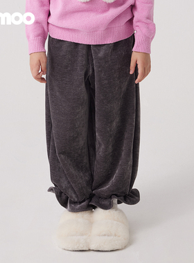 Qimoo/淇木冬季新款童装女童雪尼尔百搭花苞长裤子QCL4KP142A