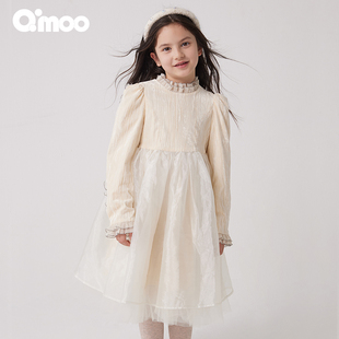 童装 新款 女童奢华流光丝绒网纱连衣裙QCL4LP231B 淇木冬季 Qimoo