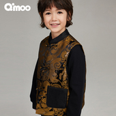 Qimoo 马甲QSS1AP131A 男童华贵精致中式 淇木25春季 新年系列童装