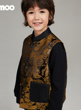 Qimoo/淇木25春季新年系列童装男童华贵精致中式马甲QSS1AP131A