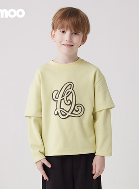 Qimoo/淇木冬季新款童装男童假两件元气阳光套头衫上衣QCL4TP216B