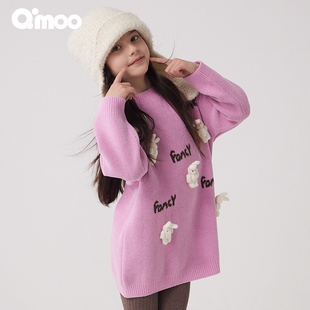 童装 新款 女童立体玩偶小尼绒连衣裙QCL4LP156A 淇木冬季 Qimoo