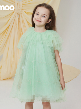 Qimoo淇木商场同款童装女童公主可爱网纱短袖连衣裙QCL1LP348C